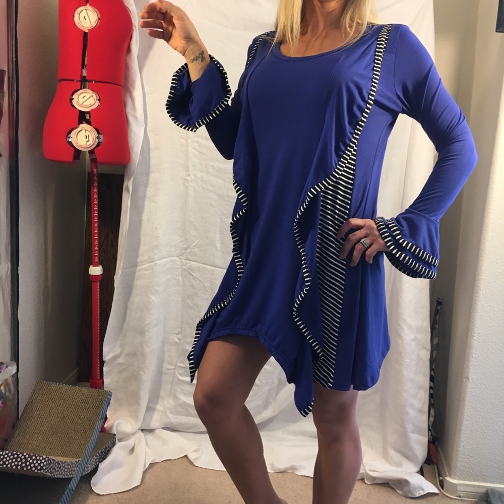 Blue dress with Black/White Accents